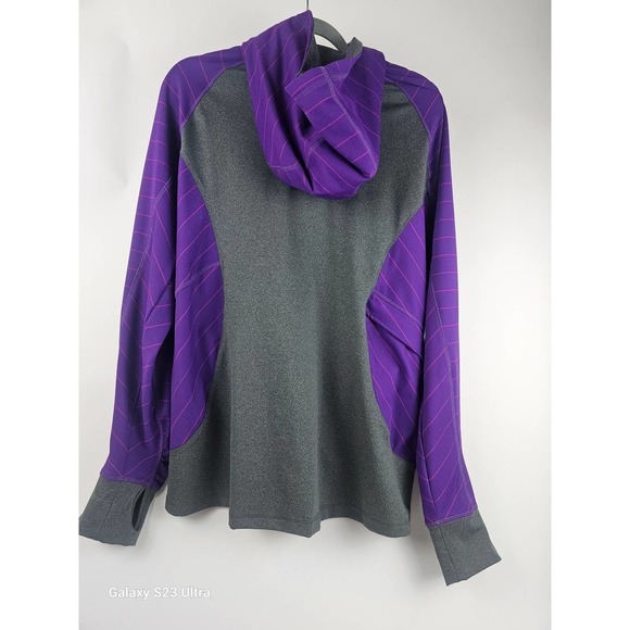 Women's , Land's End, szXL (18) athletic warm up jacket, gray/purple - Picture 4 of 7